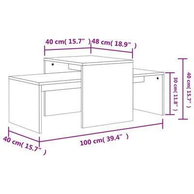 vidaXL Set stolića za kavu boja betona 100x48x40 cm konstruirano drvo