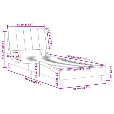 vidaXL Okvir kreveta s LED svjetlima crni 80 x 200 cm baršunasti