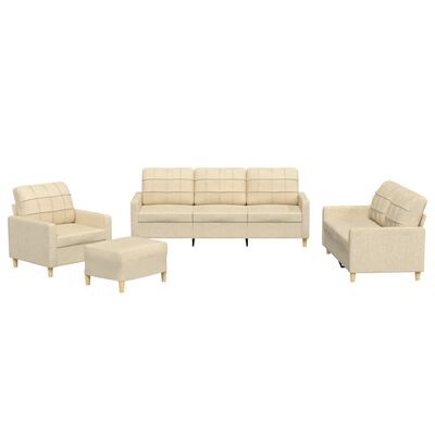 vidaXL 4-dijelni set sofa s jastucima krem od tkanine