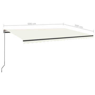 vidaXL Automatska tenda sa senzorom za vjetar LED 500x300 cm krem