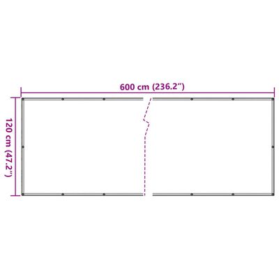 vidaXL Balkonski zaslon za privatnost sivi 600 x 120 cm PVC