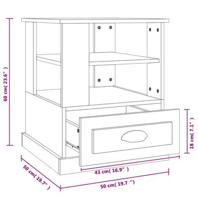 vidaXL Bočni stolić crni 50x50x60 cm od konstruiranog drva