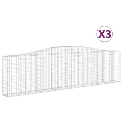 vidaXL Lučne gabionske košare 3 kom 400x30x100/120cm pocinčano željezo