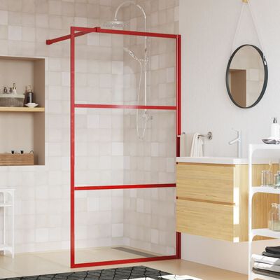 vidaXL Stijenka za walk-in tuš sa staklom ESG crvena 115 x 195 cm