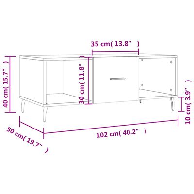 vidaXL Stolić za kavu boja hrasta 102 x 50 x 40 cm konstruirano drvo