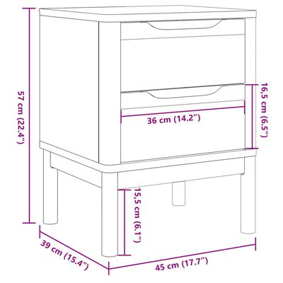 vidaXL Noćni ormarić FLORO voštano bijeli 45x39x57 cm masivna borovina