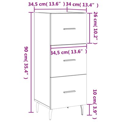 vidaXL Komoda boja hrasta sonome 34,5x34x90 cm od konstruiranog drva