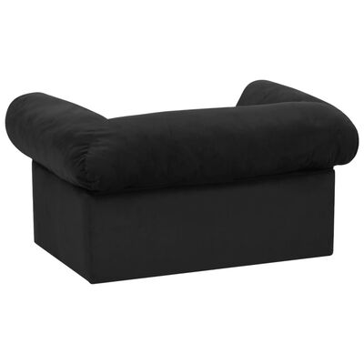 vidaXL Sofa za pse s ladicom crna 75 x 50 x 38 cm plišana