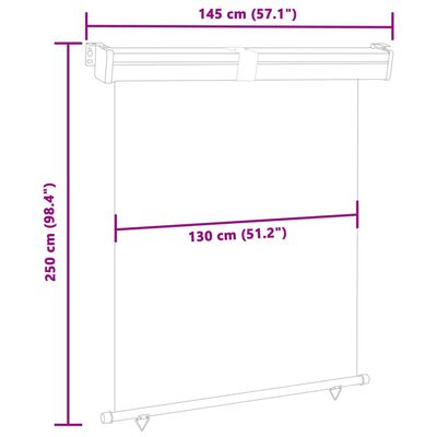 vidaXL Balkonska bočna tenda 145 x 250 cm crna