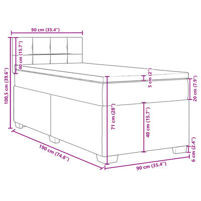 vidaXL Box spring krevet s madracem crni 90x190 cm baršunasti