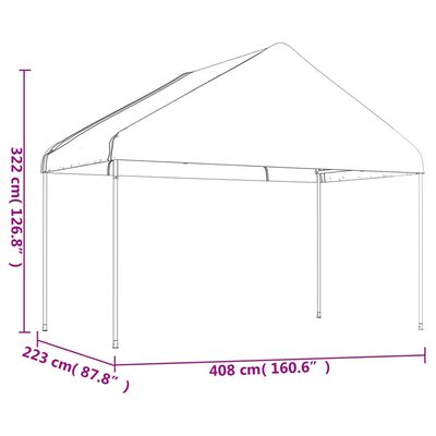 vidaXL Sjenica s krovom bijela 13,38 x 4,08 x 3,22 m polietilen