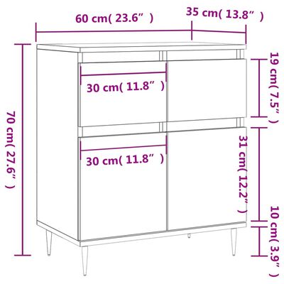 vidaXL Komoda sivog hrasta sonome 60x35x70 cm od konstruiranog drva