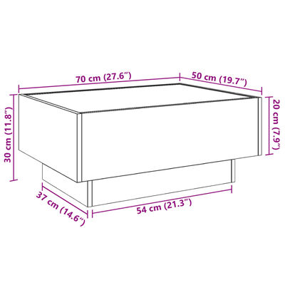 vidaXL Stolić za kavu LED boja hrasta 70x50x30 cm konstruirano drvo