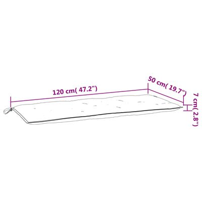 vidaXL Jastuk za vrtnu klupu crvena boja vina 120x50x7 cm od tkanine