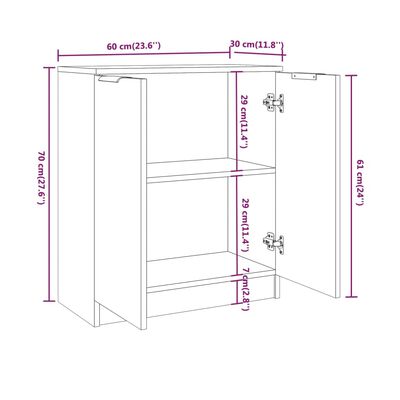 vidaXL Komoda bijela 60x30x70 cm od konstruiranog drva