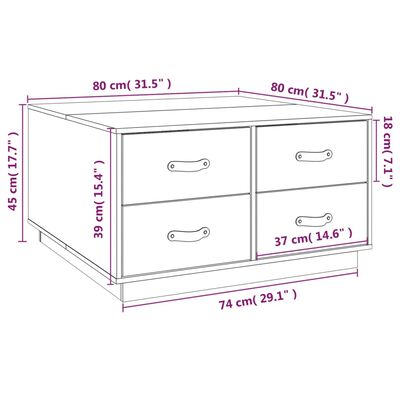 vidaXL Stolić za kavu crni 80x80x45 cm od masivne borovine