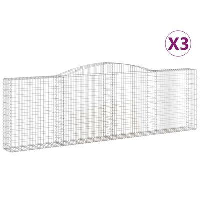 vidaXL Lučne gabionske košare 3 kom 400x30x120/140cm pocinčano željezo