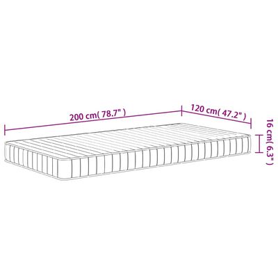 vidaXL Madrac od pjene srednje mekani 120x200 cm