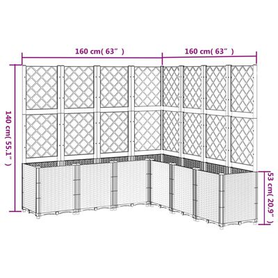 vidaXL Vrtna sadilica s rešetkom smeđa 160 x 160 x 140 cm PP