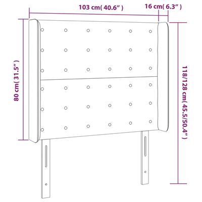 vidaXL Uzglavlje s ušima tamnosmeđe 103x16x118/128 cm od tkanine