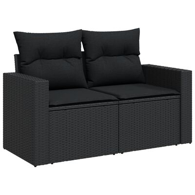 vidaXL 10-dijelni set vrtnih sofa s jastucima crni od poliratana