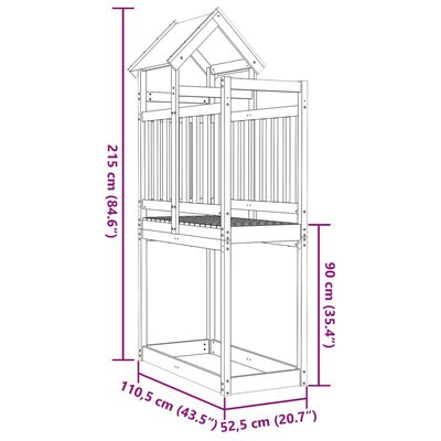 vidaXL Toranj za igru 110,5x52,5x215 cm od masivnog drva duglazije