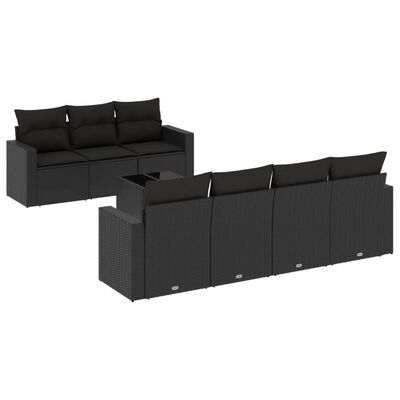 vidaXL 8-dijelni set vrtnih sofa od poliratana s jastucima crni