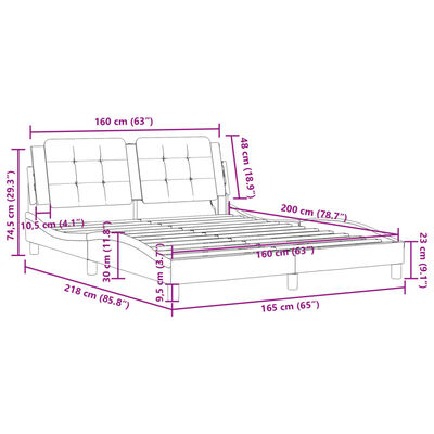 vidaXL Okvir kreveta LED bijelo-crni 160 x 200 cm od umjetne kože