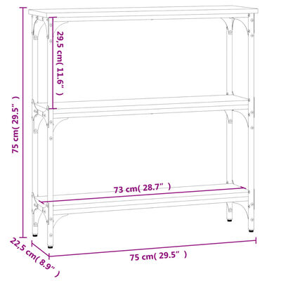 vidaXL Konzolni stol boja hrasta 75 x 22,5 x 75 cm konstruirano drvo