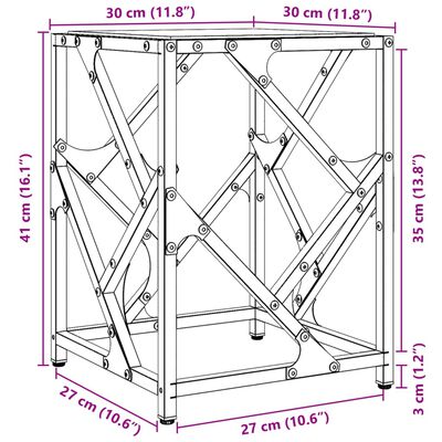 vidaXL Stolić s prozirnom staklenom površinom 30x30x41 cm čelik