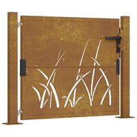 vidaXL Vrtna vrata 105 x 105 cm od čelika COR-TEN s uzorkom trave