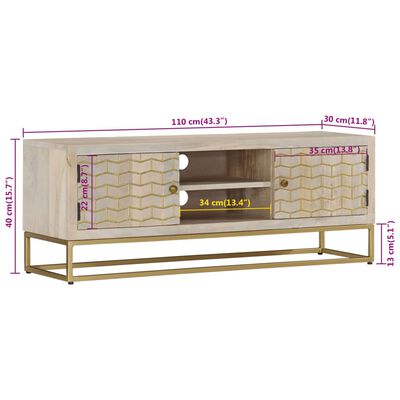 vidaXL TV ormarić 110 x 30 x 40 cm od masivnog izbijeljenog drva manga