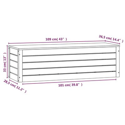 vidaXL Kutija za pohranu 109x36,5x33 cm od masivne borovine