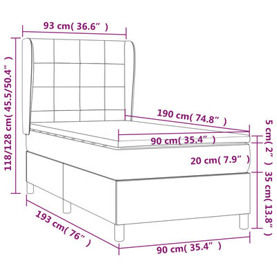 vidaXL Krevet s oprugama i madracem krem 90 x 190 cm od tkanine