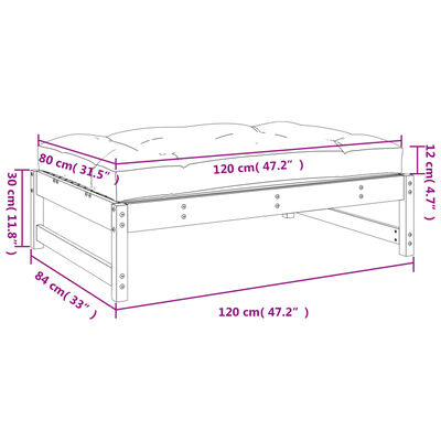 vidaXL Vrtni tabure bijeli 120 x 80 cm od masivne borovine