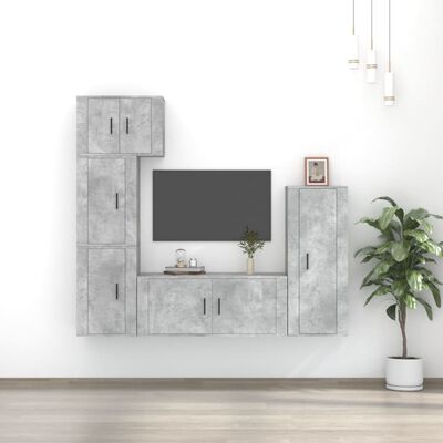 vidaXL 5-dijelni set TV ormarića siva betona konstruirano drvo