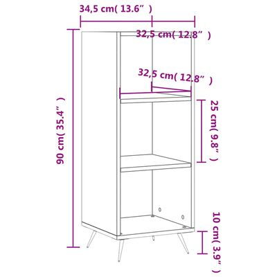 vidaXL Ormarić s policama crni 34,5x32,5x90 cm od konstruiranog drva