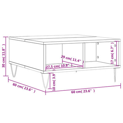 vidaXL Stolić za kavu bijeli 60 x 60 x 30 cm od konstruiranog drva