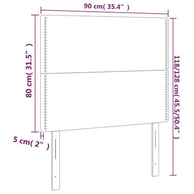 vidaXL LED uzglavlje sivo 90x5x118/128 cm od umjetne kože