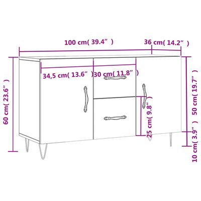 vidaXL Komoda boja hrasta sonome 100x36x60 cm od konstruiranog drva