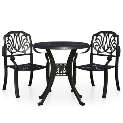 vidaXL 3-dijelni bistro set od lijevanog aluminija crni