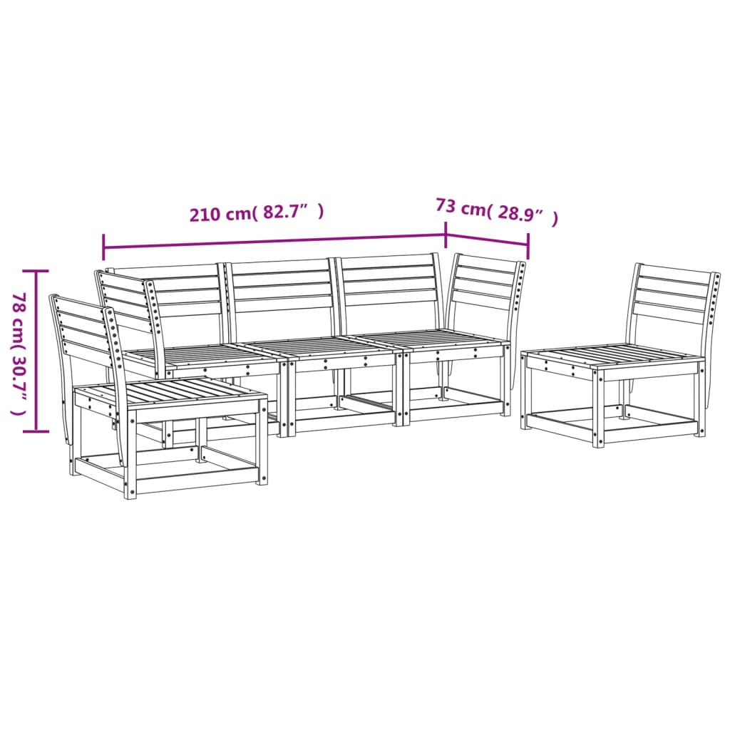 vidaXL 5-dijelni set vrtnih sofa bijeli od masivne borovine