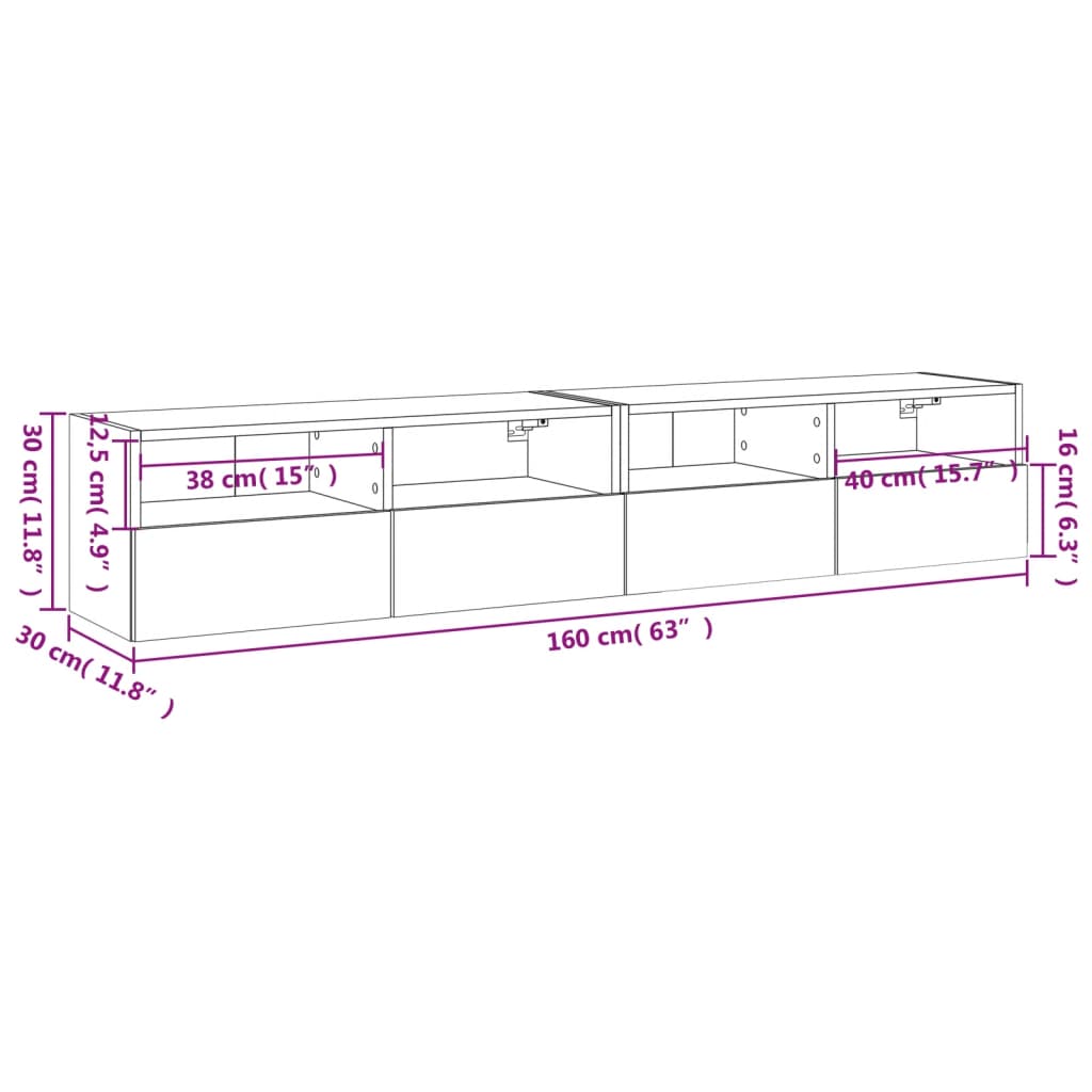 vidaXL Zidni TV ormarići 2 kom smeđa boja hrasta 80x30x30 cm drveni