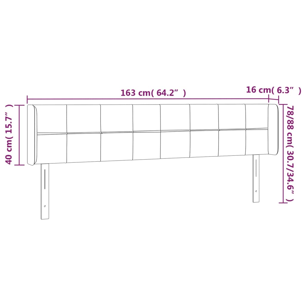 vidaXL LED uzglavlje krem 163x16x78/88 cm od tkanine