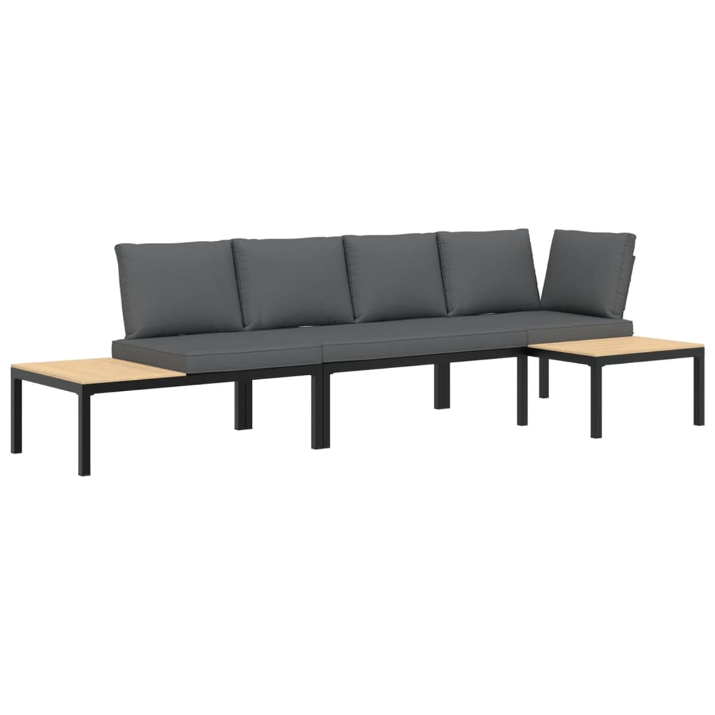 vidaXL 3-dijelni set vrtnih sofa s jastucima crni aluminijski