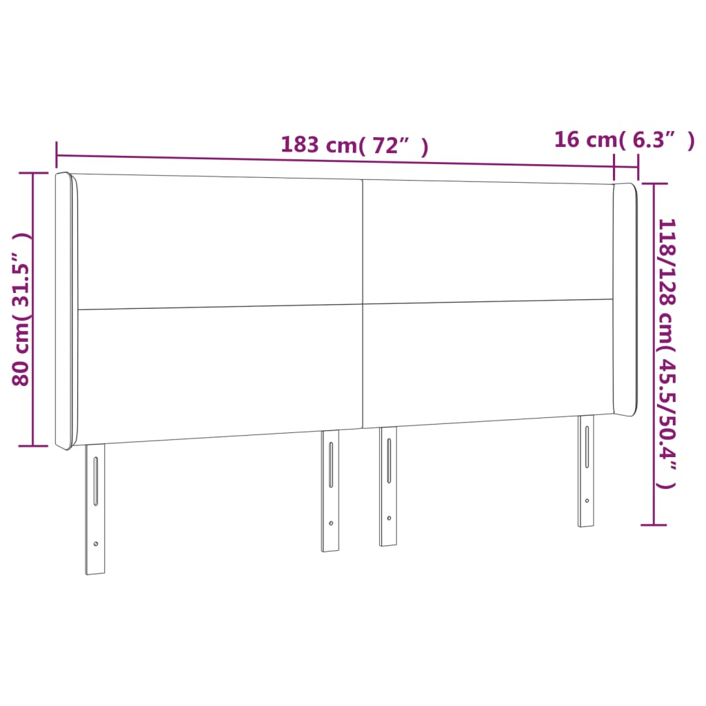 vidaXL LED uzglavlje tamnosmeđe 183x16x118/128 cm od tkanine