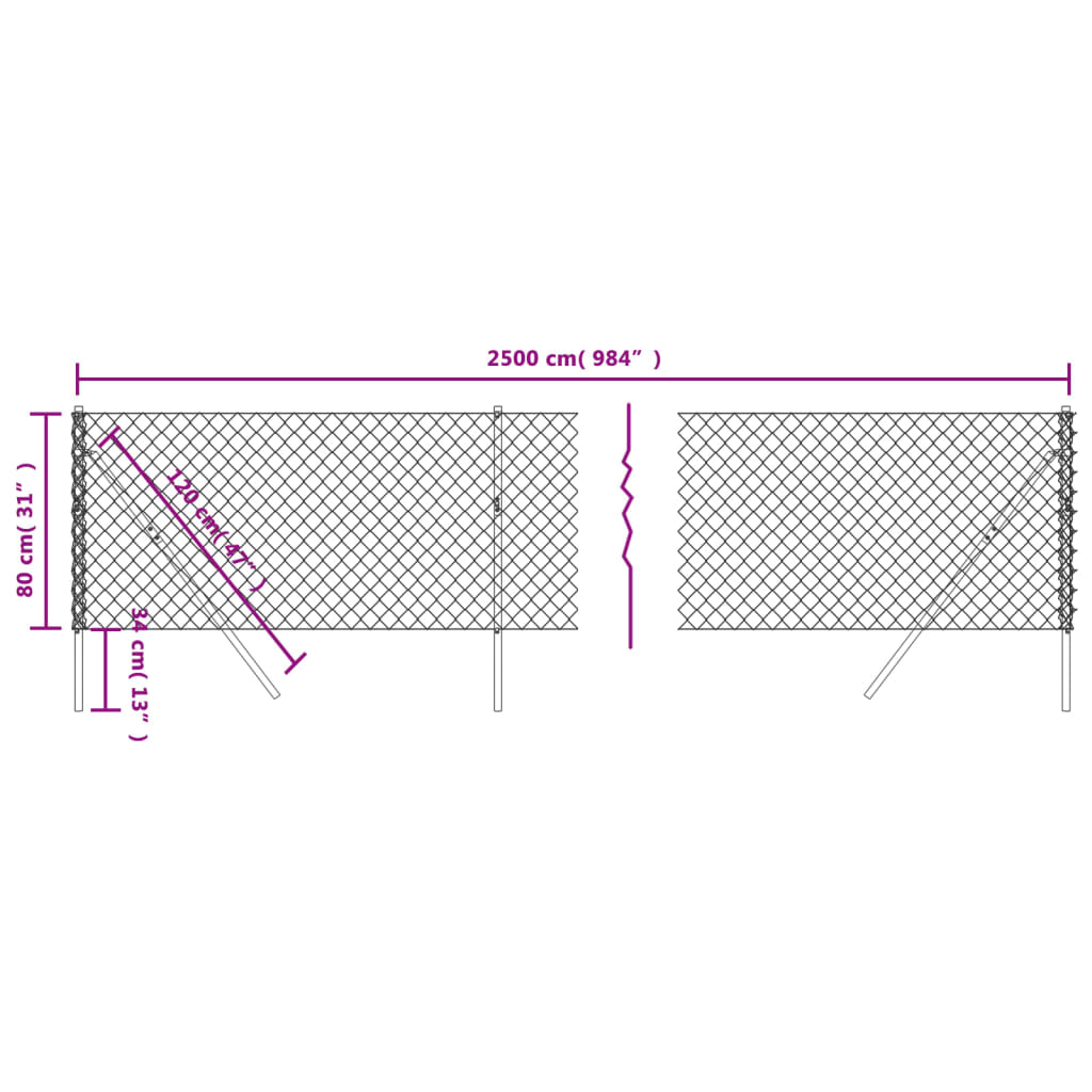 vidaXL Žičana ograda zelena 0,8 x 25 m