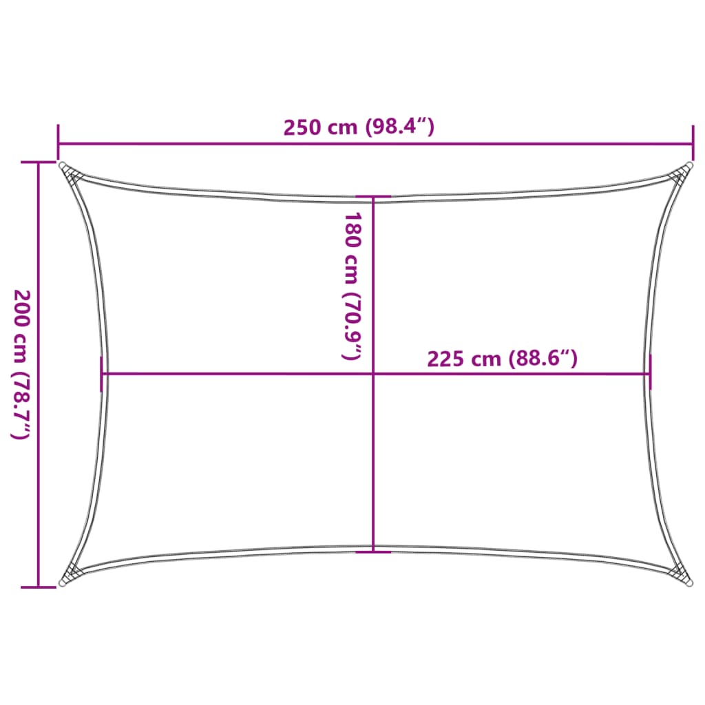 vidaXL Jedro za zaštitu od sunca 160 g/m² crno 2 x 2,5 m HDPE