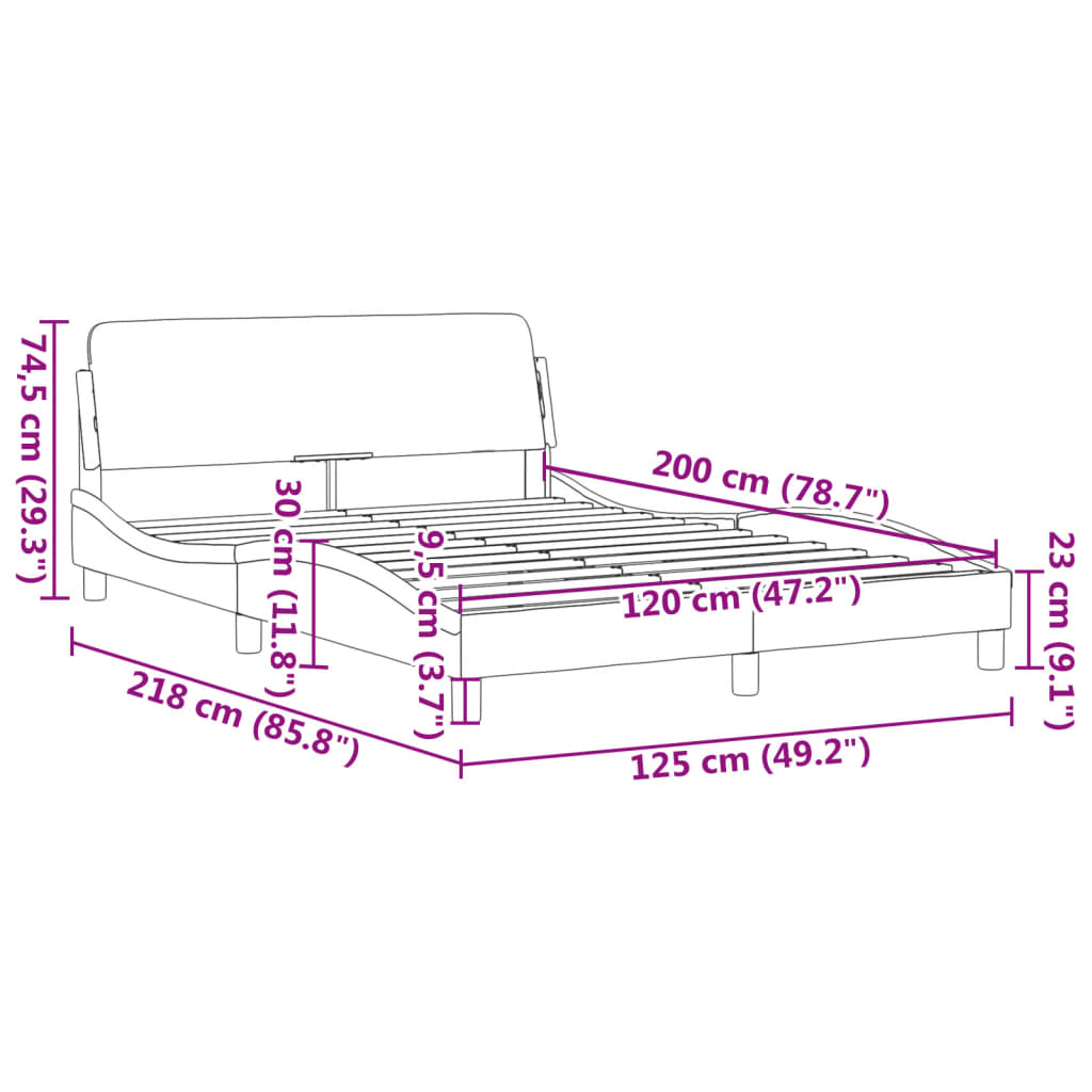 vidaXL Okvir za krevet s uzglavljem tamnozeleni 120x200 cm baršunasti