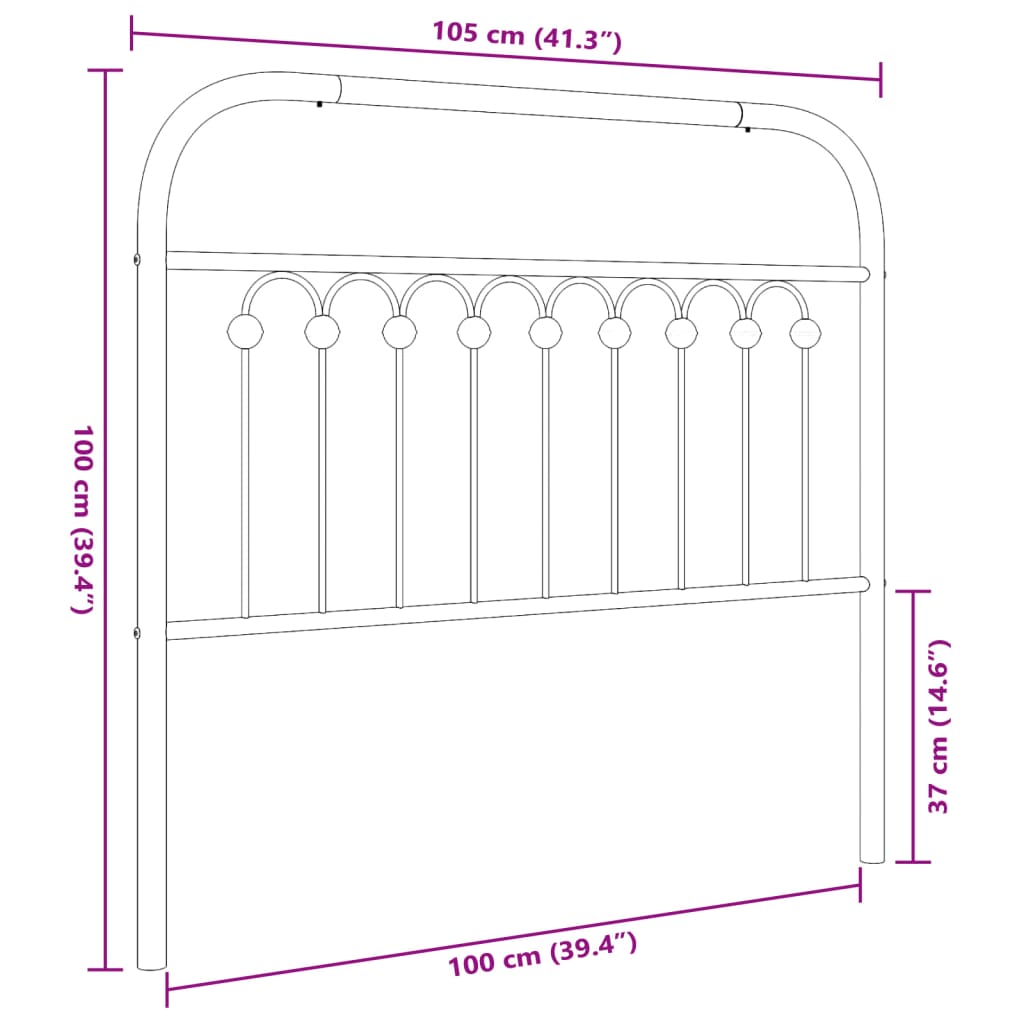 vidaXL Metalno uzglavlje bijelo 100 cm